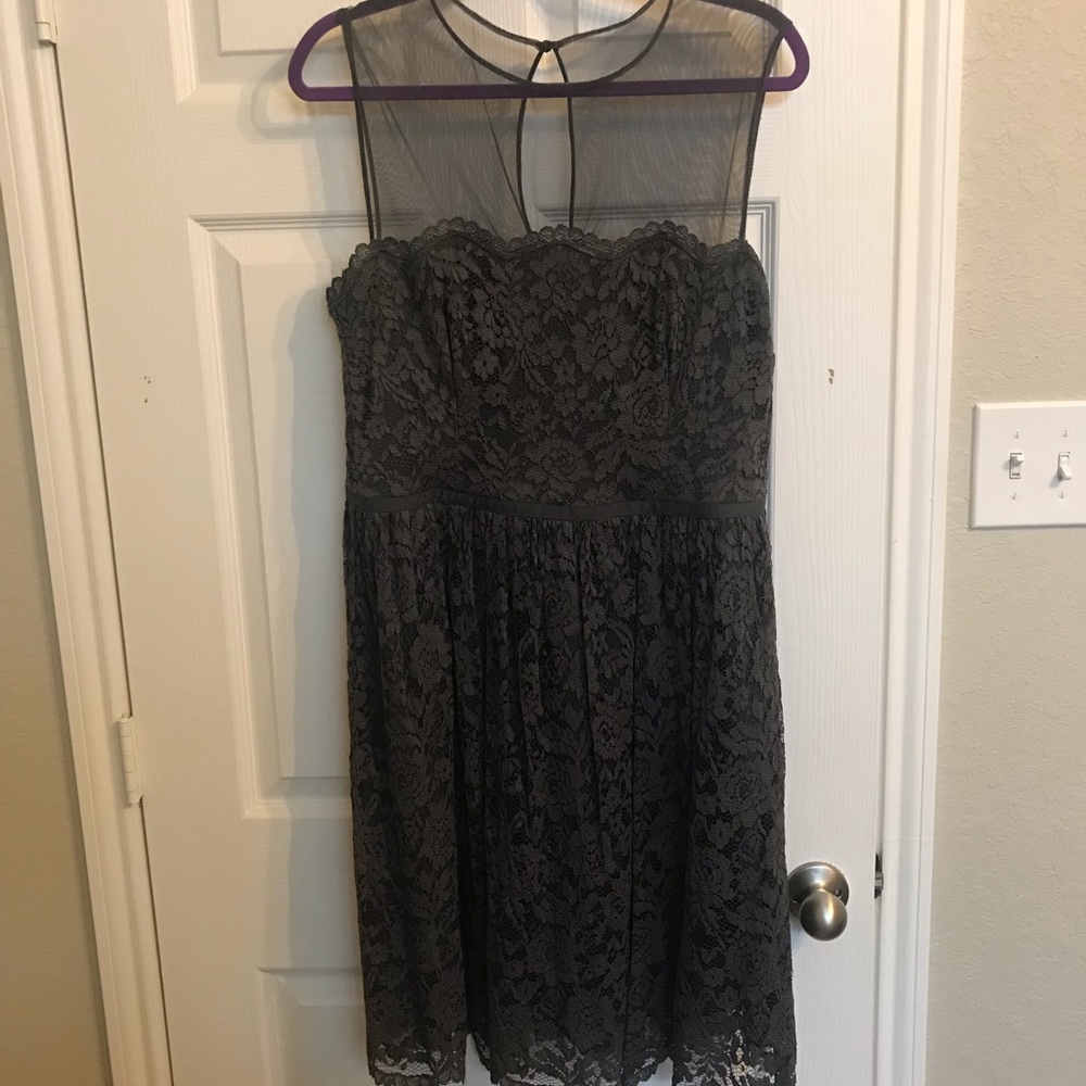 Charcoal gray lace dress